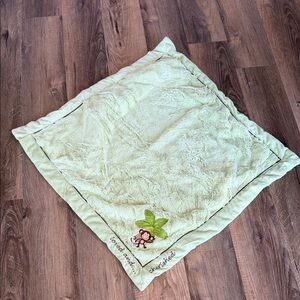 Nojo Baby Blanket Lovey Green Luxe Plush Monkey Loved and Cherished 26x26